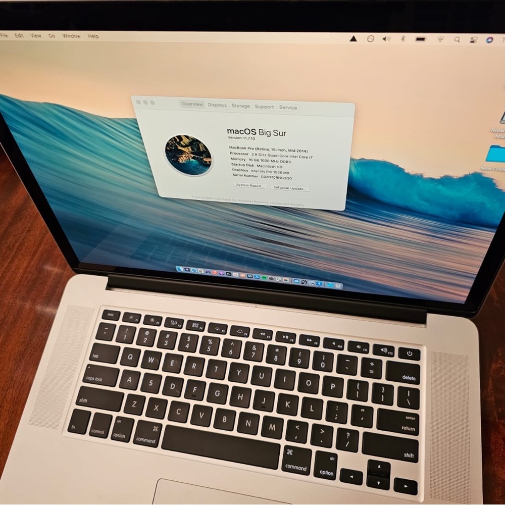 MacBook Pro 15 inch Retina display 2014